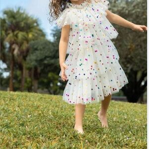 Lola and the Boys white tulle dress with foil stars